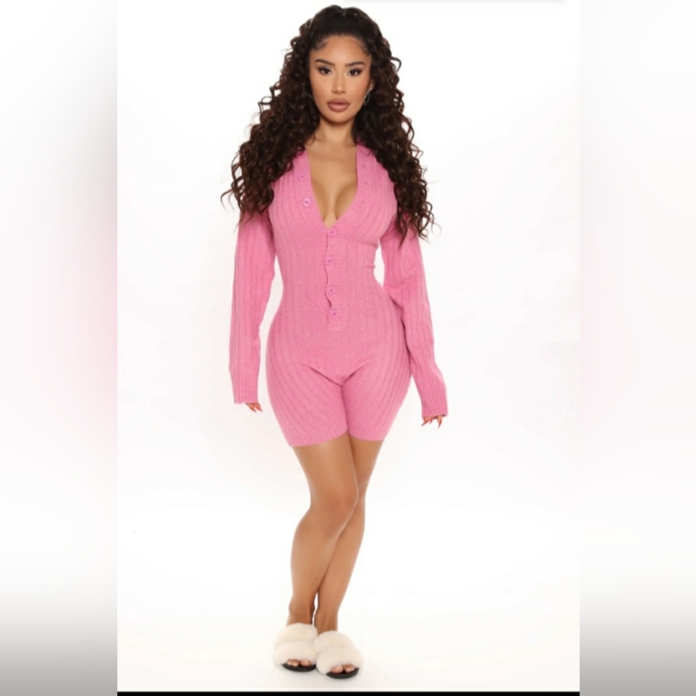 Pink cozy romper
